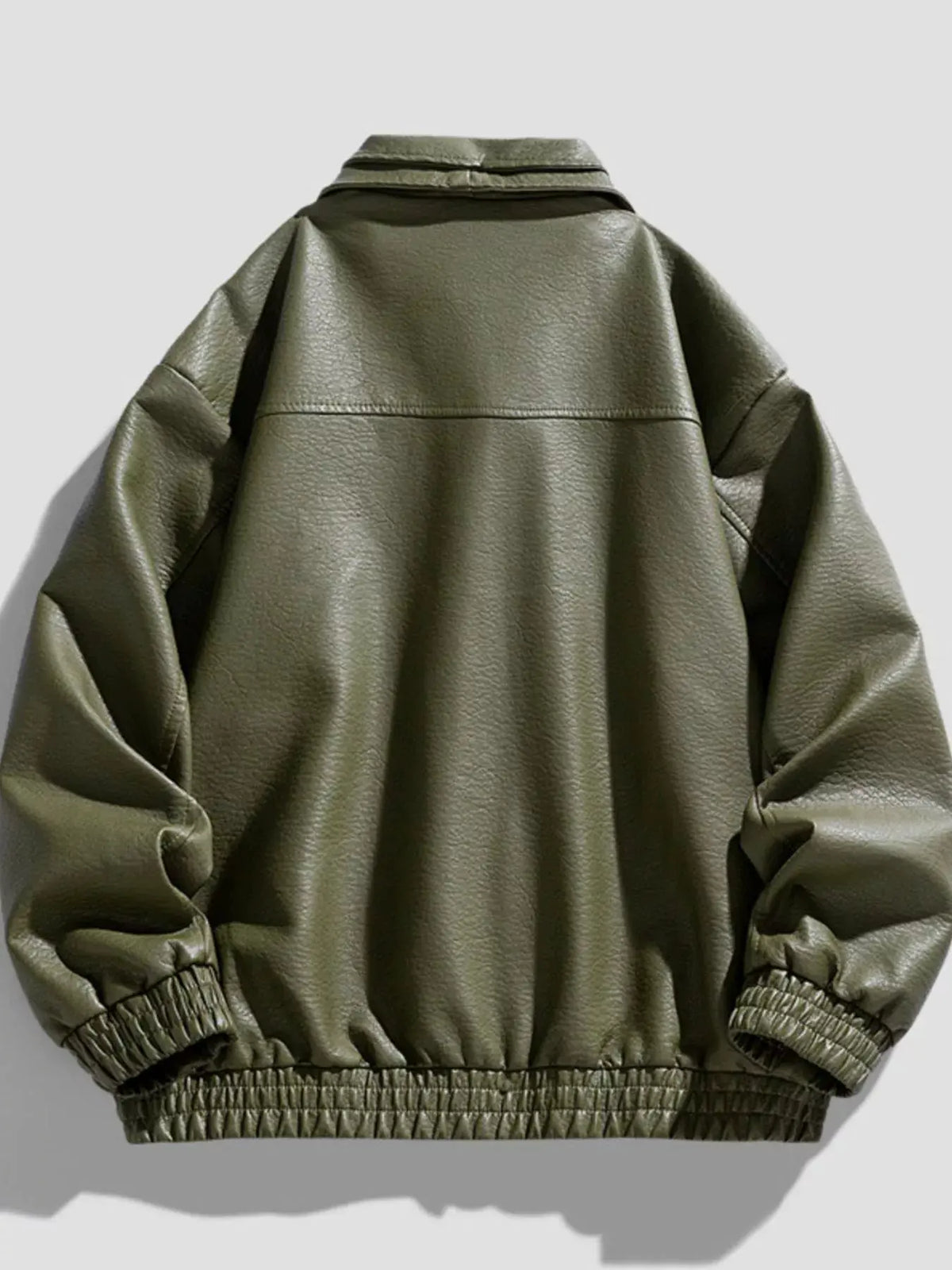 Men's Plus Size Faux Leather Bomber Jacket by Trendsi