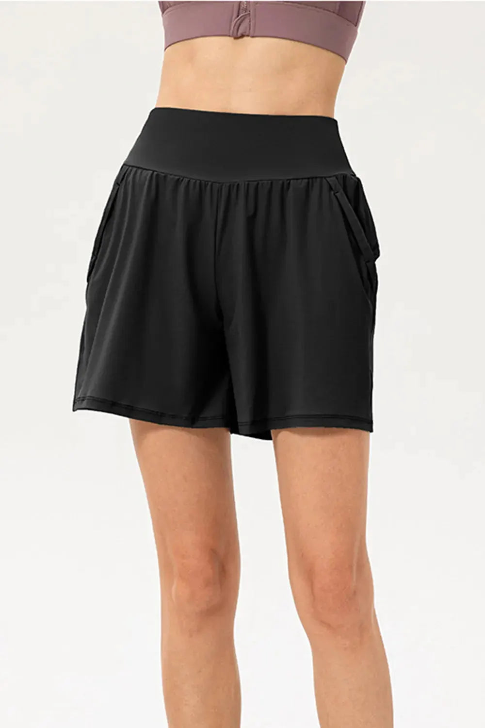 Pocketed Elastic Waist Active Shorts by Partner Label