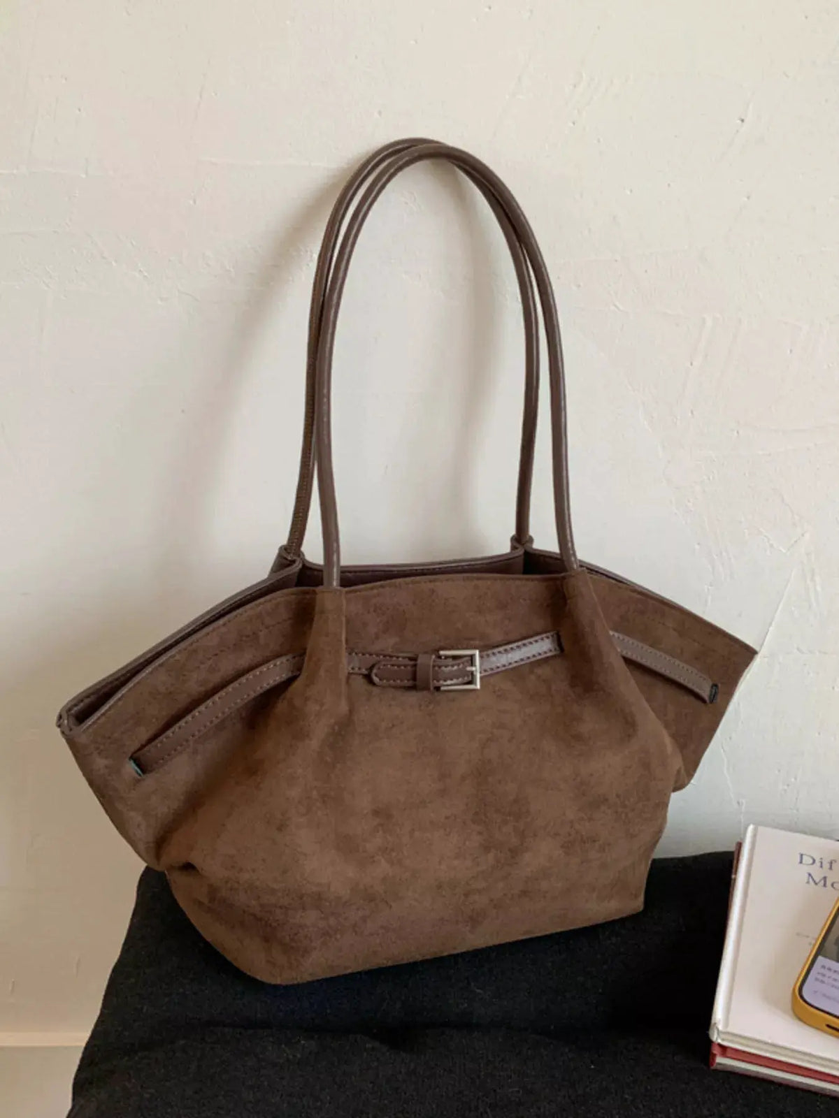Solid Color Buckle Tote Bag by Partner Label