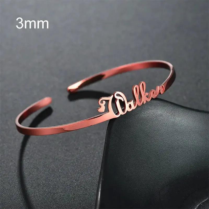 Customized Name Bracelet Personalized Custom Bangles Stainless Steel Jewelry by Maiden-Art