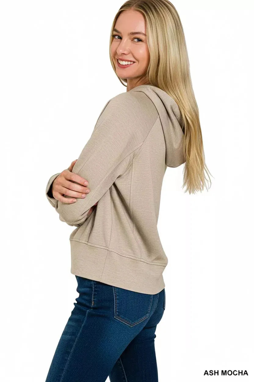 Zenana Drawstring Scuba Hoodie by Zenana