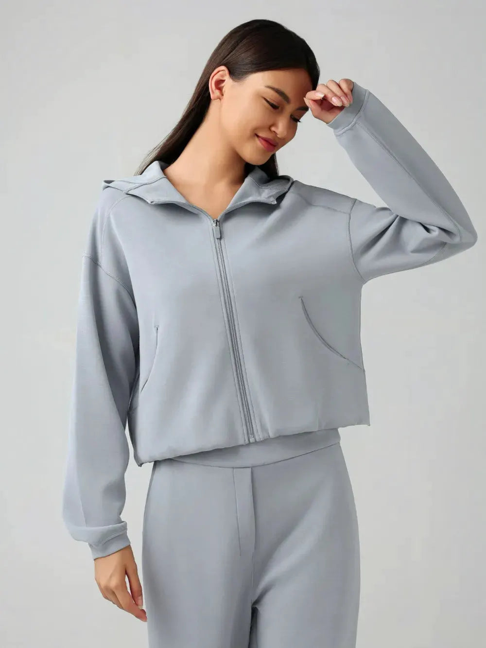 Millennia Zip Up Dropped Shouder Active Hooded by Millennia