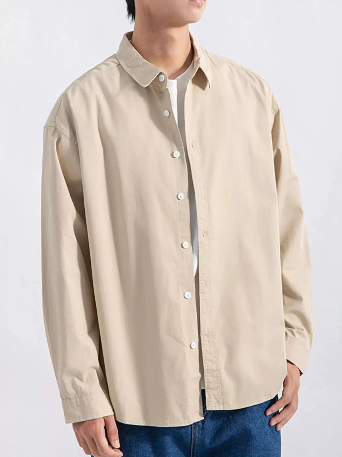 Men's Plus Size Button Up Long Sleeve Shirt by Trendsi