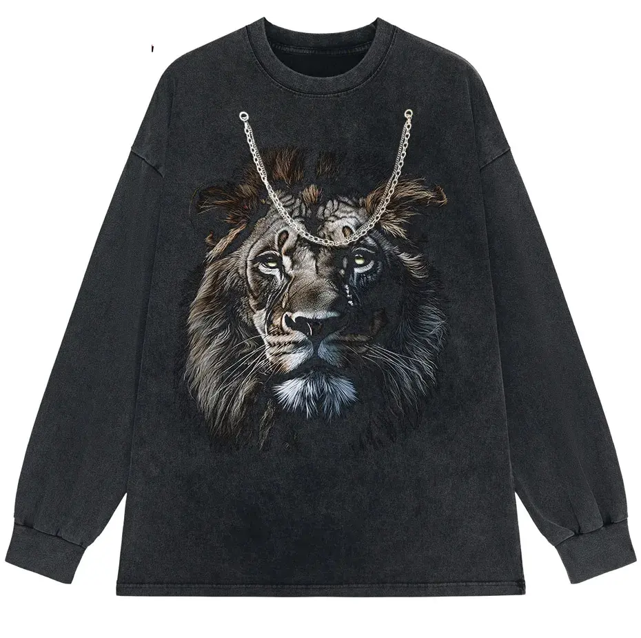 Hip Hop Men's T-Shirt With Lion head Print casual Tshirt Unisex Tops Tee by Vimost Shop