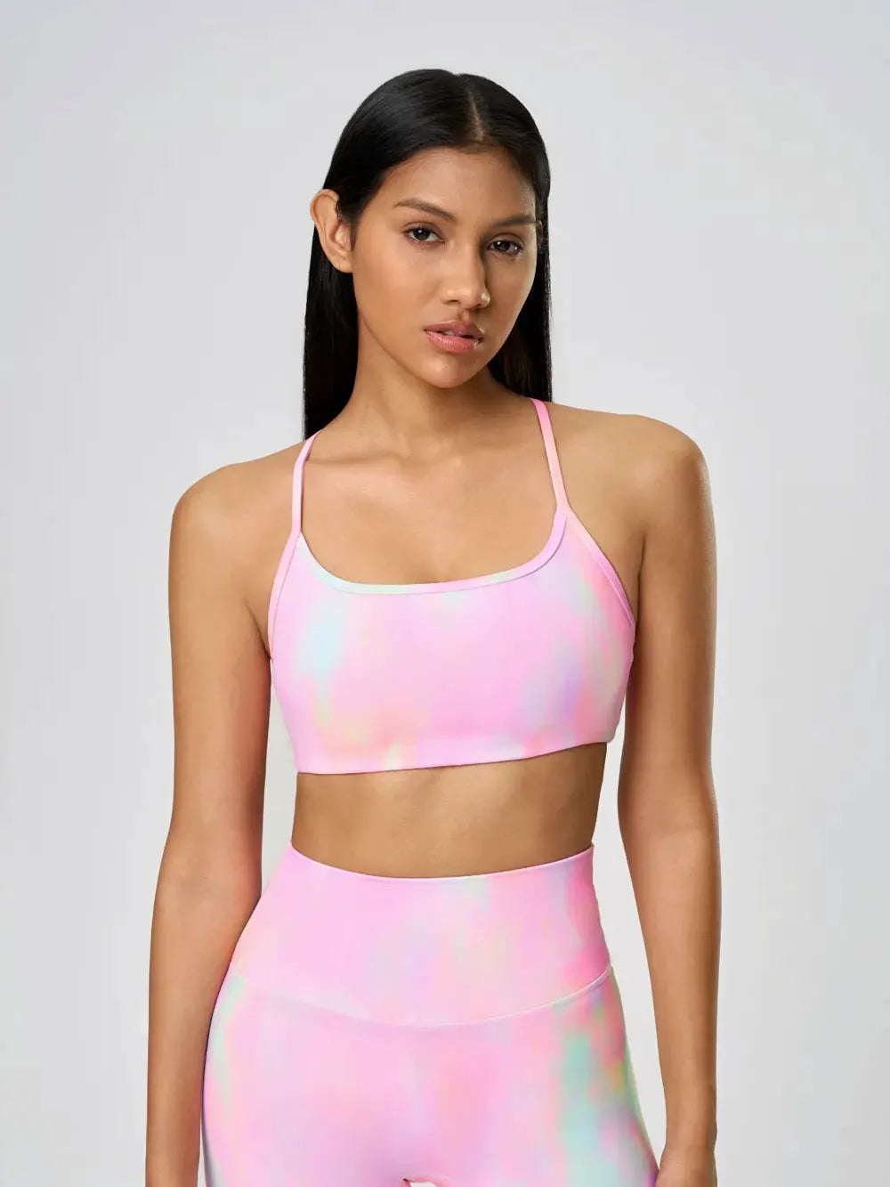 Millennia Crisscross Back Scoop Neck Active Cami with Detachable Chest Pads by Millennia