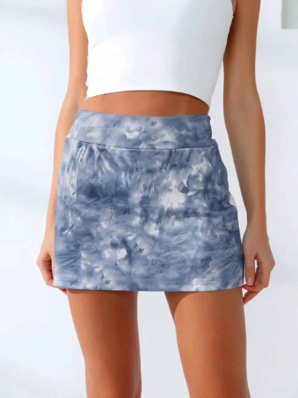 Quick-Dry Tie-Dye Wide Waistband Active Tennis Skirt by Partner Label