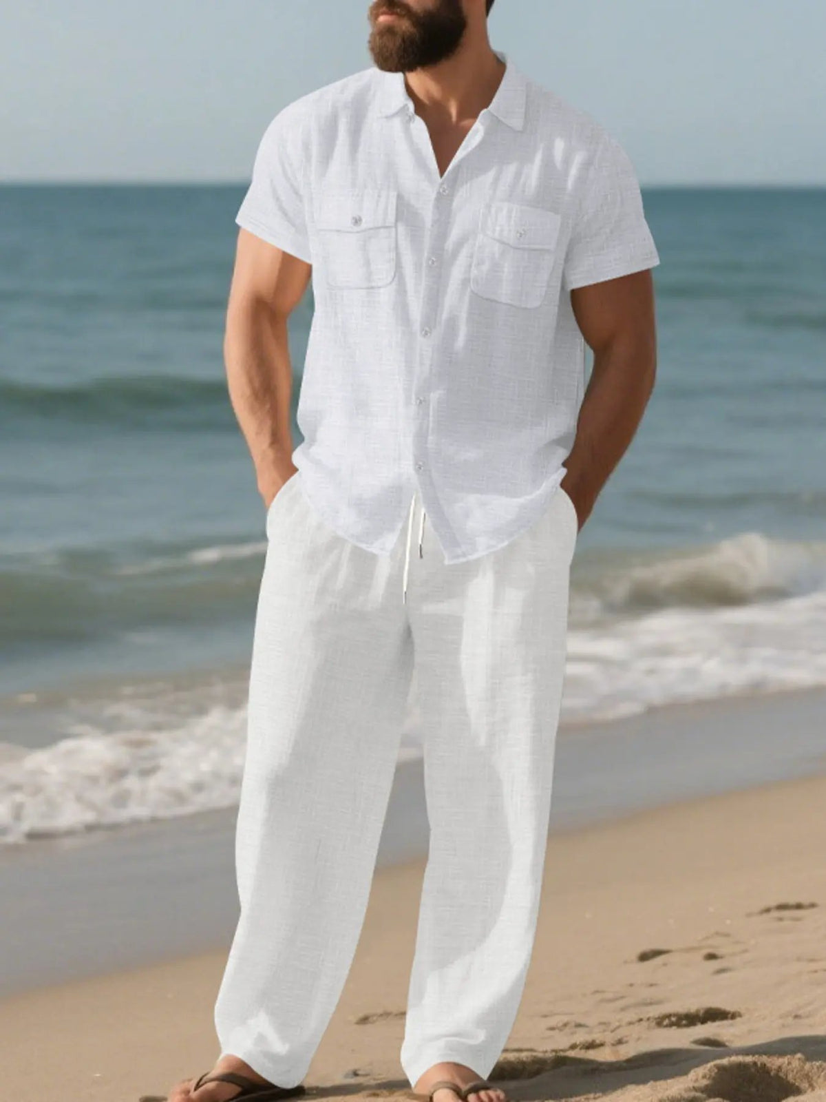 Men's Full Size Casual Button Up Shirt and Pants Set Plus Size by Trendsi