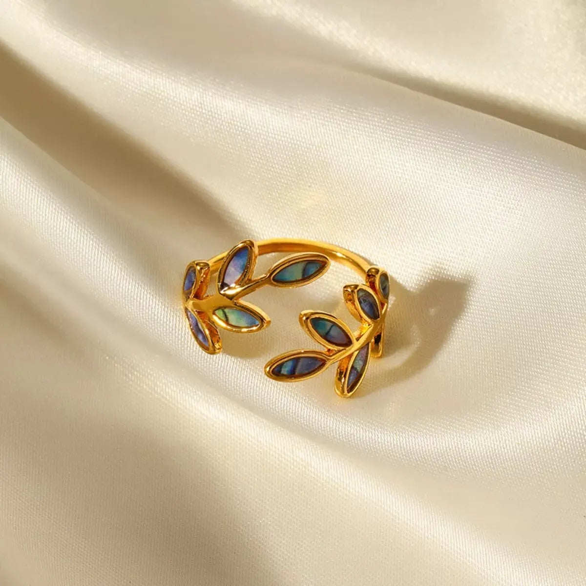 18K Gold-Plated Resin Leaf Bypass Ring by Partner Label