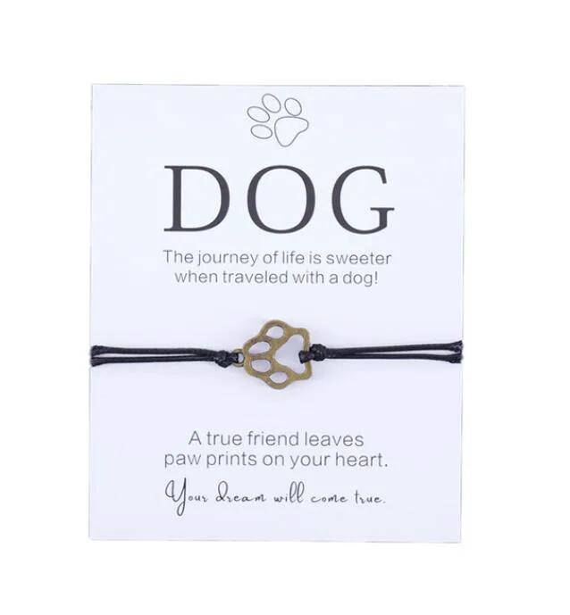 Friendship Bracelet Gift for Him Paw Print Bracelet Dog Lover Gift Dog Lover Jewelry Wish Bracelet Gift for Pet Dog Parents by Maiden-Art