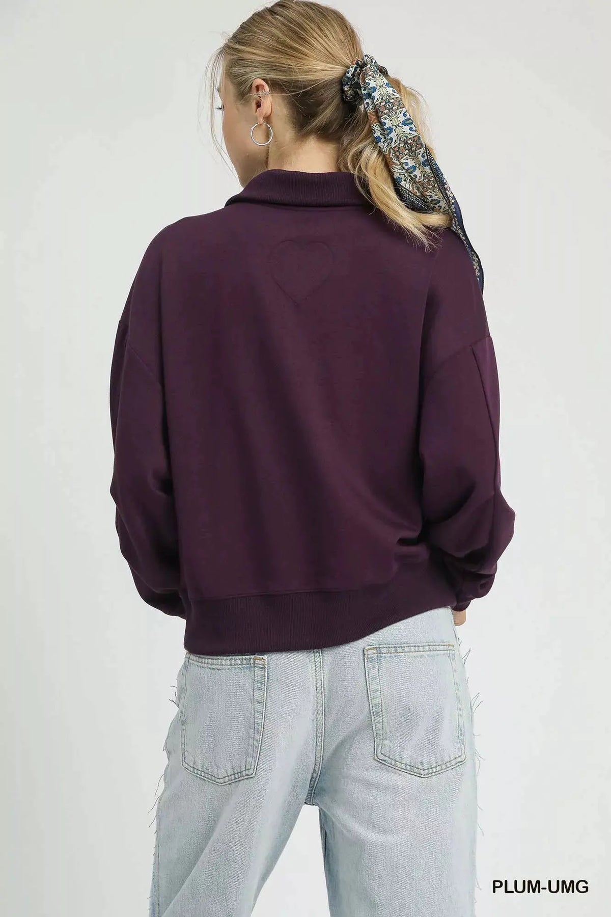 Umgee Half Zip Drop Shoulder Sweatshirt by Umgee
