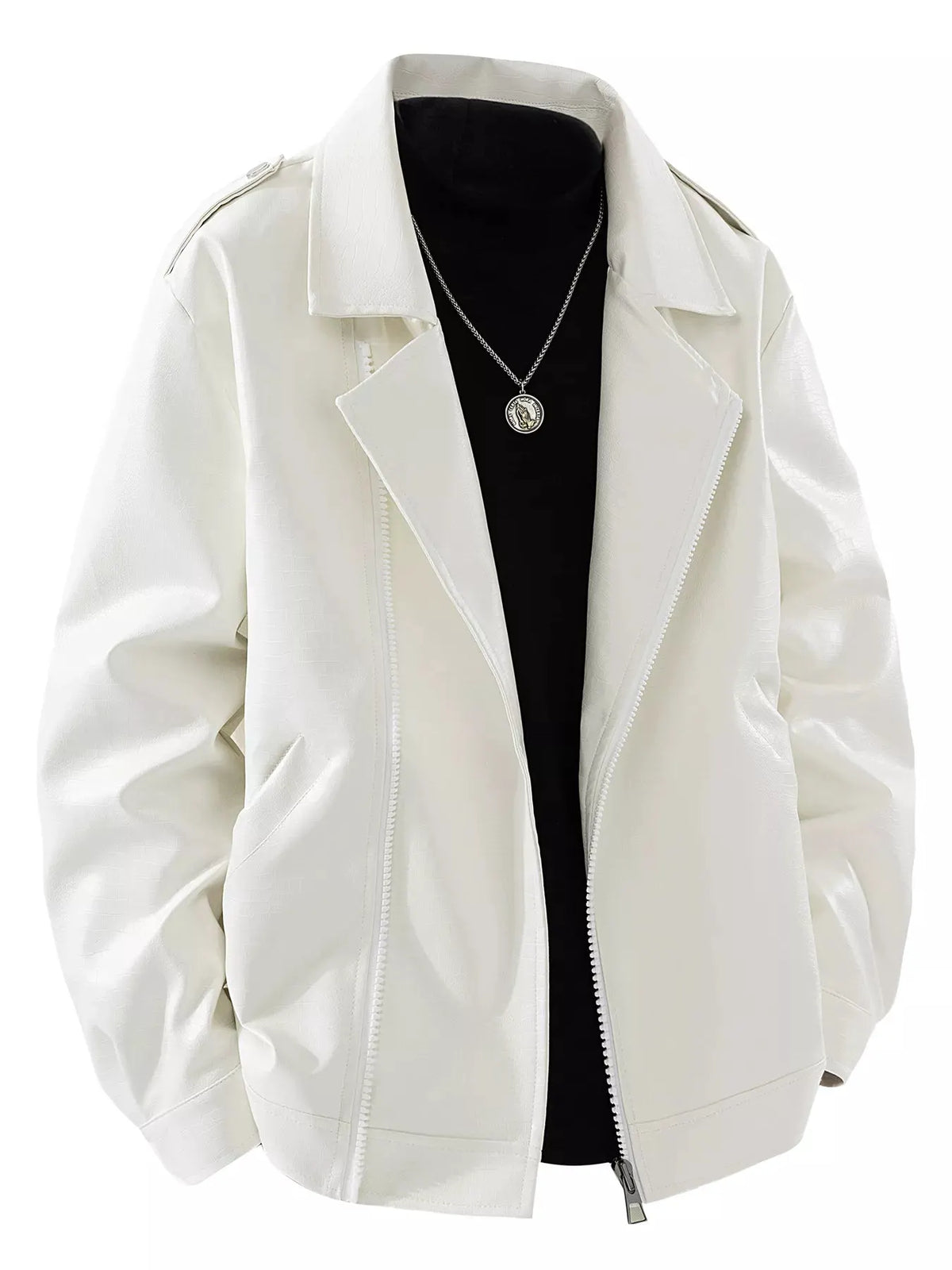 Men's Plus Size Lapel Collar Long Sleeve Outerwear by Trendsi