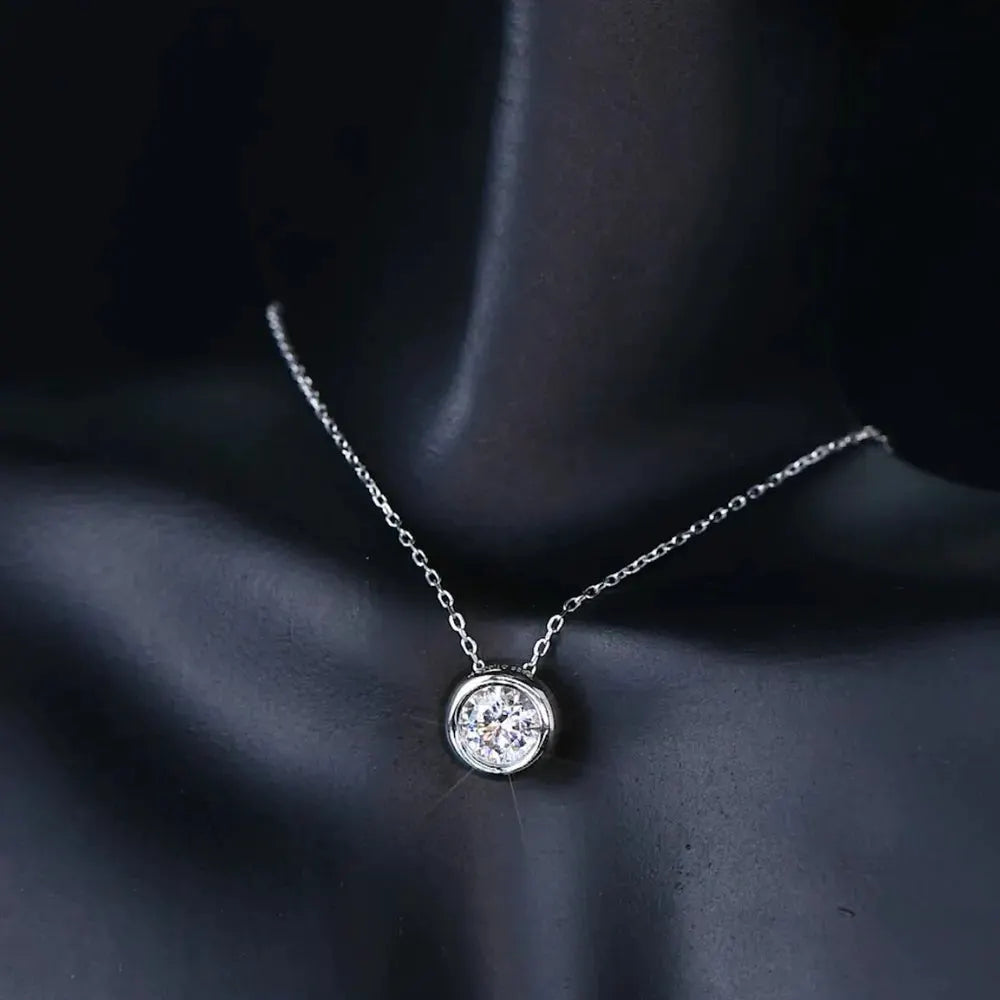 1 Carat Moissanite 925 Sterling Silver Necklace by Partnel Label
