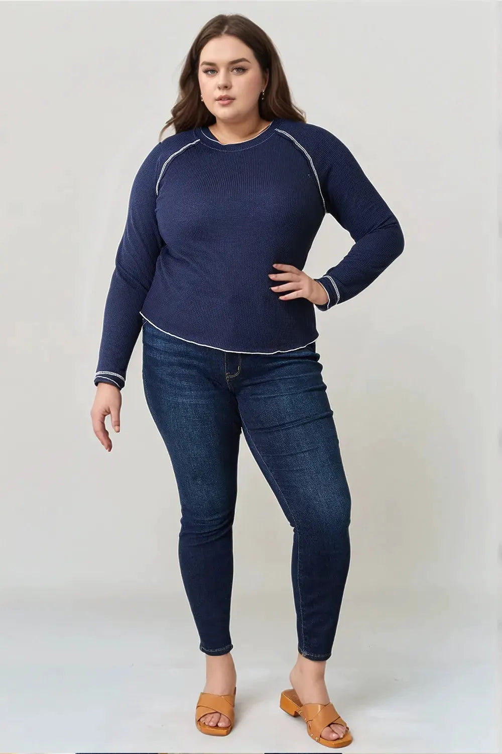 Basic Bae Long Raglan Sleeve Round Neck Top by Basic Bae