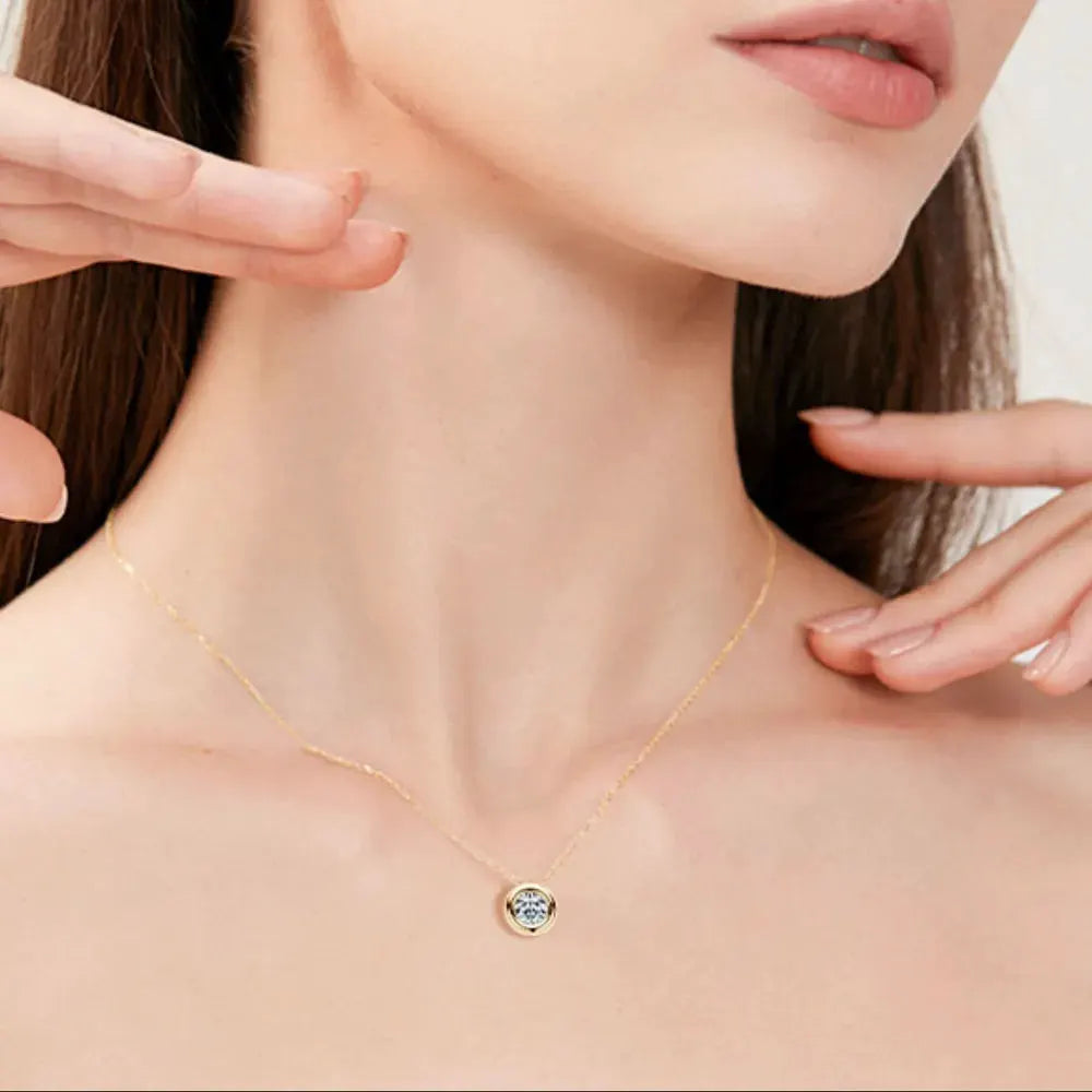 1 Carat Moissanite 925 Sterling Silver Necklace by Partnel Label