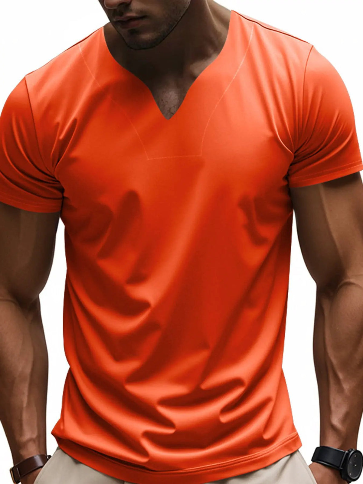 Men's Full Size Casual V-Neck Short Sleeve T-Shirt Plus Size by Trendsi