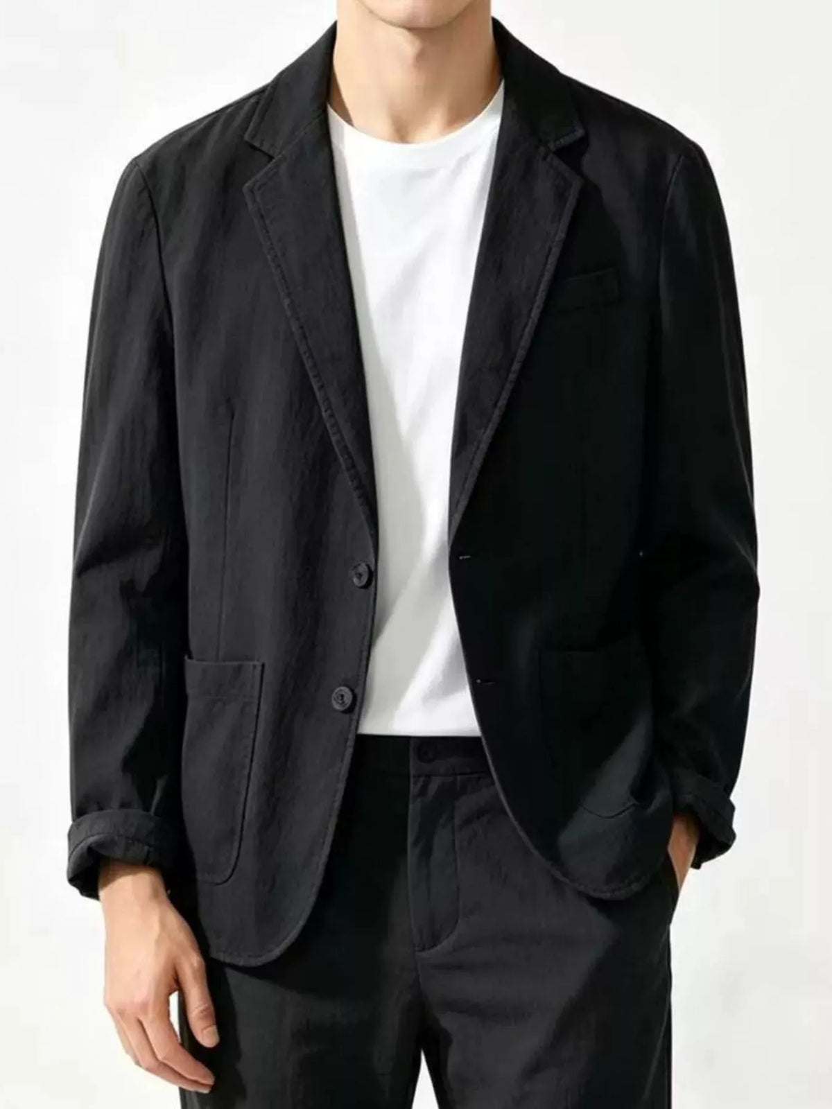Men's Plus Size Button Up Long Sleeve Blazer by Trendsi