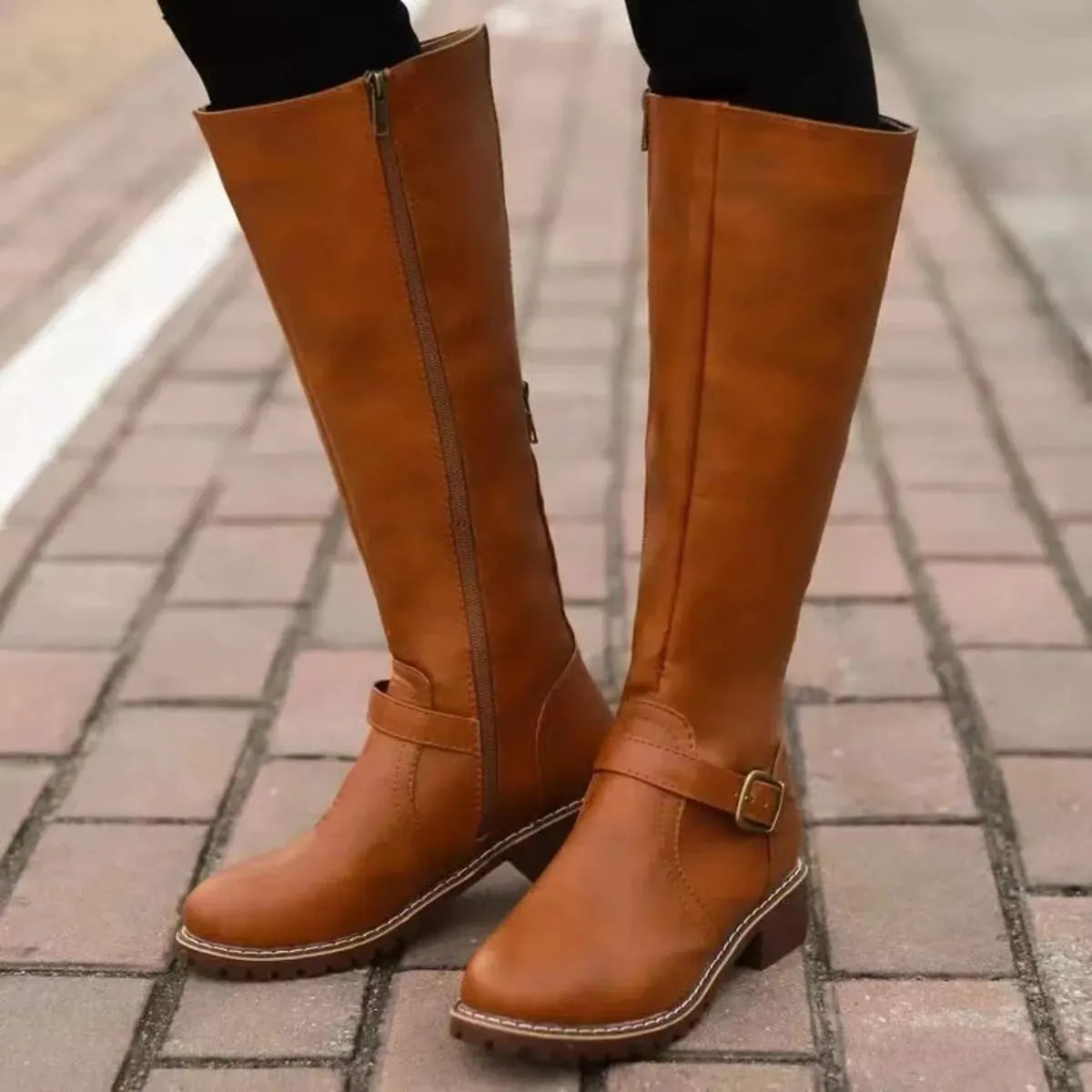 Round Toe Block Heels Boots by Partner Label