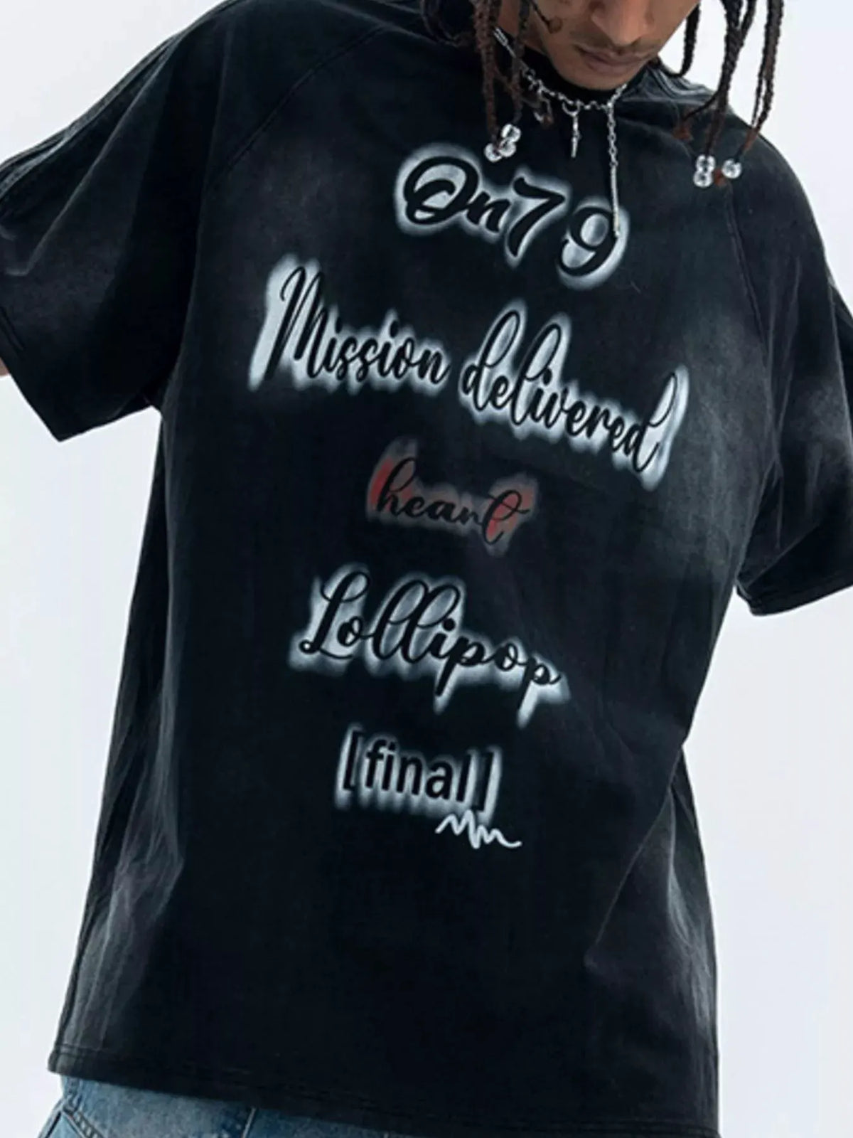 Men's Letter Round Neck Oversized T-Shirt by Partner Label