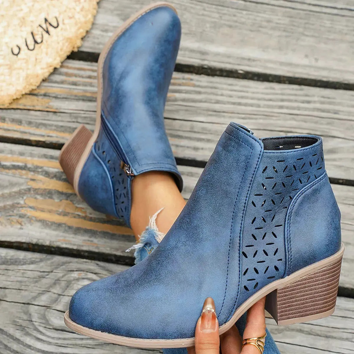 Round Toe Block Heels Boots by Partner Label