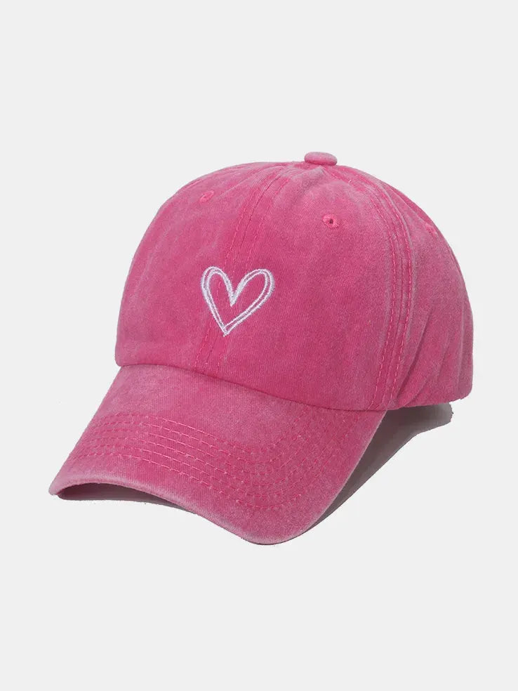Embroidered Heart Washed Cotton Baseball Cap by Partner Label