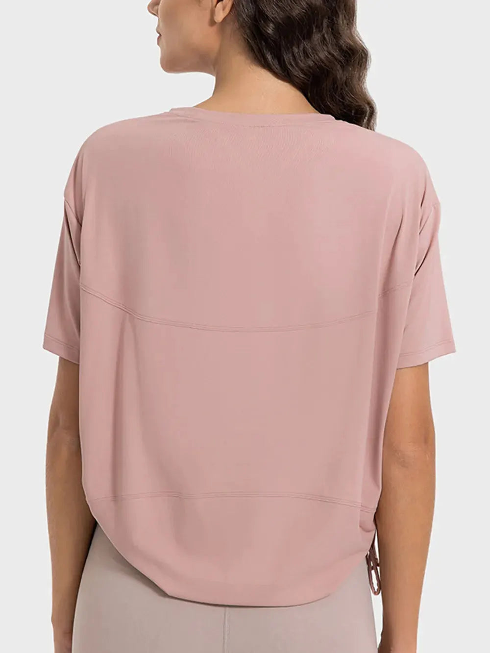 Millennia Drawstring Round Neck Short Sleeve Active T-Shirt by Millennia