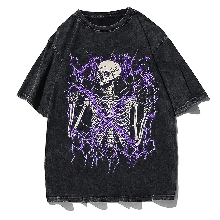 Angel Skull Graphic T-Shirt Plus Size Goth Streetwear Cotton Short Sleeve Unisex by Vimost Shop