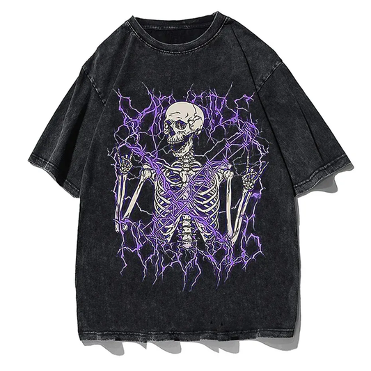 Angel Skull Graphic T-Shirt Plus Size Goth Streetwear Cotton Short Sleeve Unisex by Vimost Shop