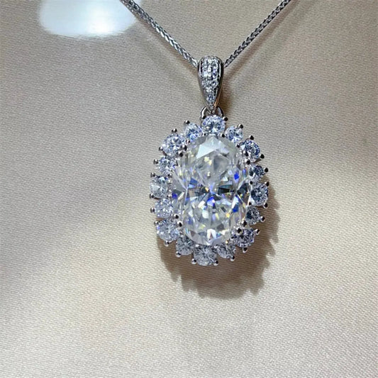 8 Carat Moissanite 925 Sterling Silver Pendant Necklace by Partner Labels