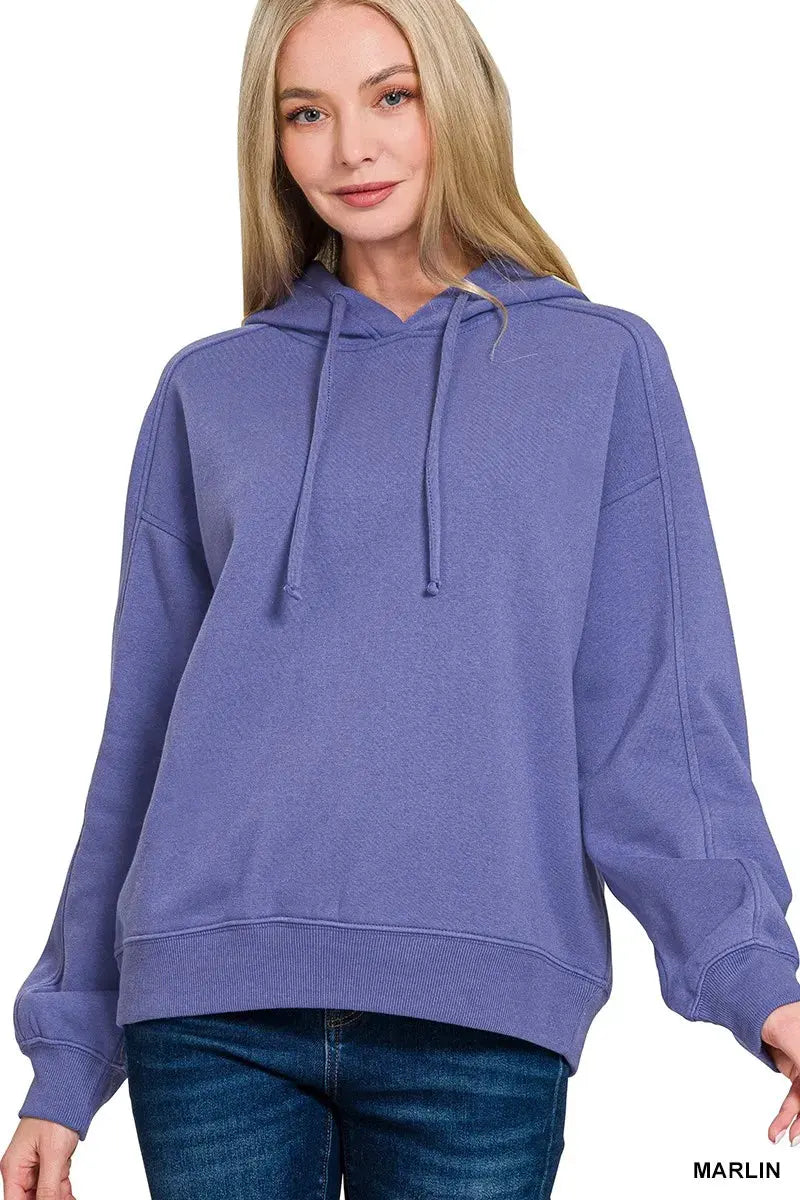 Zenana Drawstring Relaxed Fit Fleece Hoodie by Zenana
