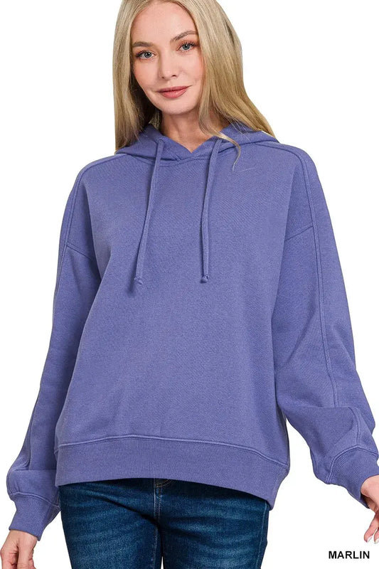 Zenana Drawstring Relaxed Fit Fleece Hoodie by Zenana