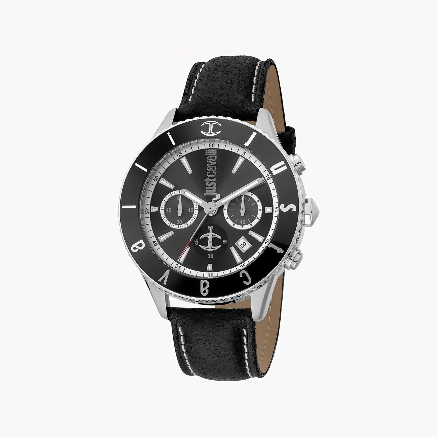 Just Cavalli Men's Black Leather Watch, Silver Case | Jc1g155l0025 by JUST CAVALLI