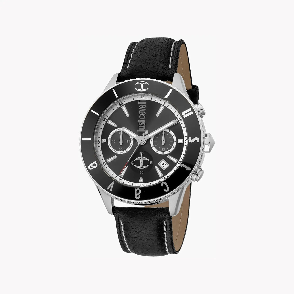 Just Cavalli Men's Black Leather Watch, Silver Case | Jc1g155l0025 by JUST CAVALLI