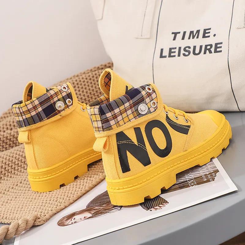 New All-match High-top Girls Canvas Short Boots Women's Shoes by Maiden-Art