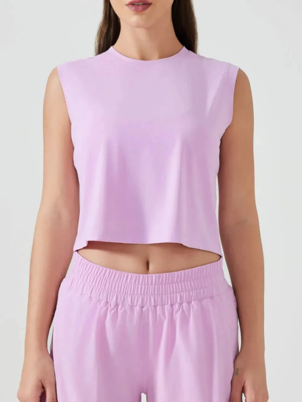 Millennia Round Neck Cropped Active Tank by Millennia