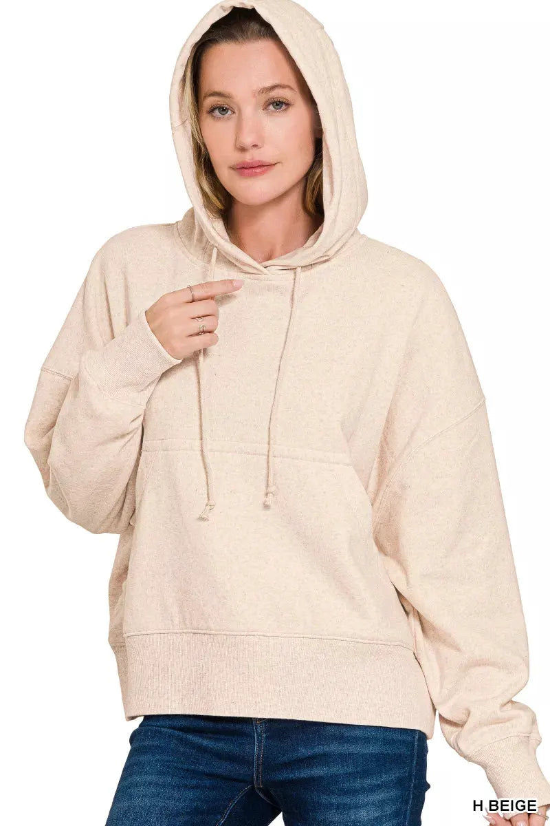 Zenana Oversized Fleece Kangaroo Pocket Hoodie by Zenana