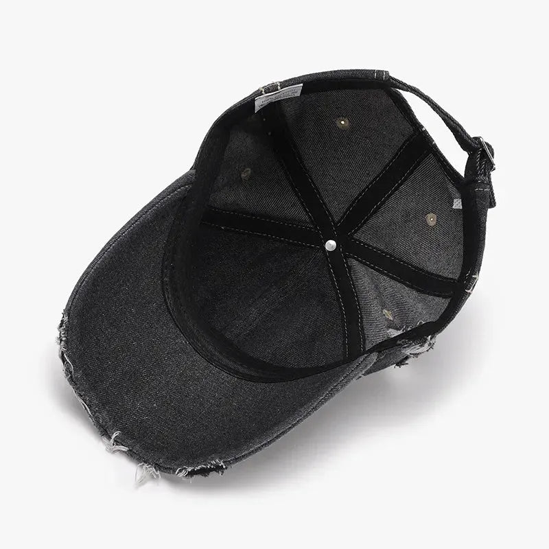 Distressed Adjustable Cotton Baseball Cap by Partner Label