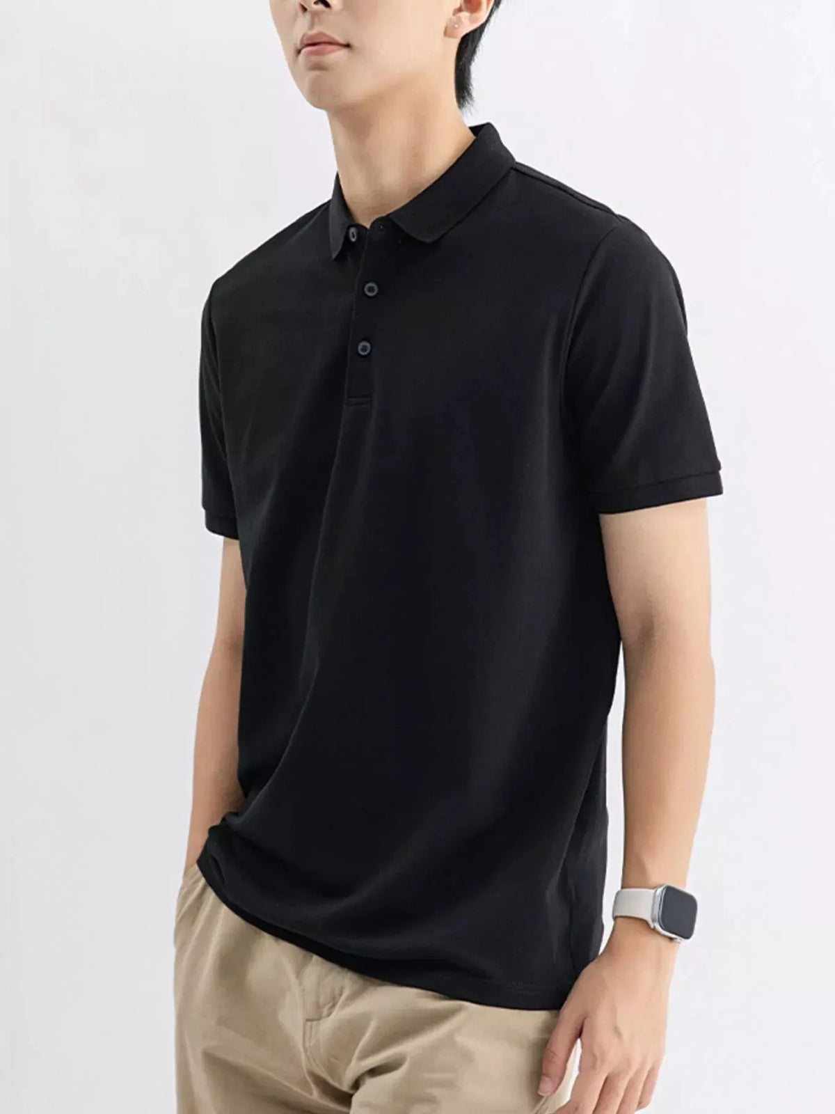 Men's Plus Size Solid Color Short Sleeve Polo by Trendsi