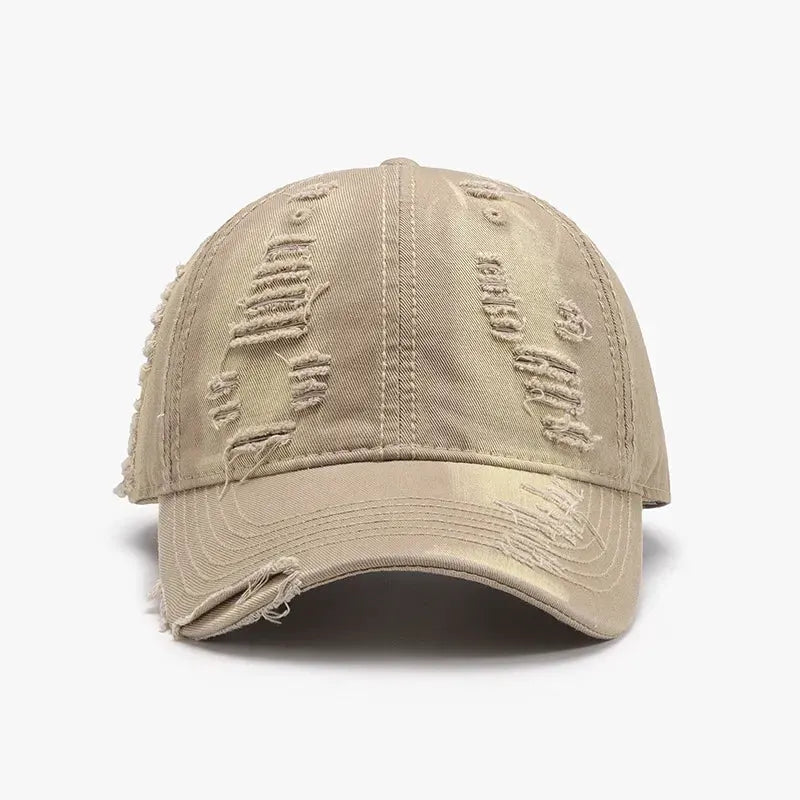 Distressed Adjustable Cotton Baseball Cap by Partner Label