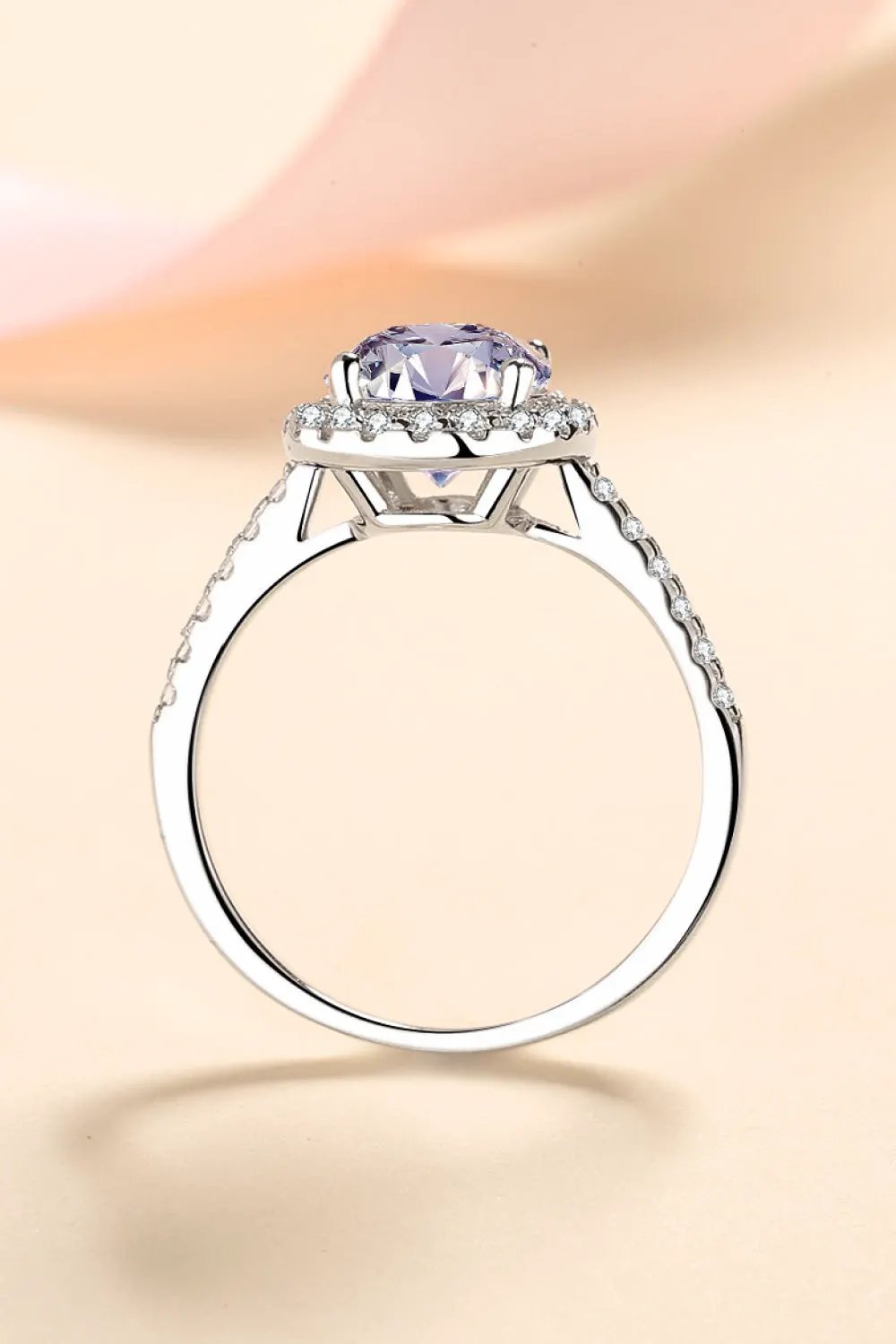 2 Carat Moissanite 925 Sterling Silver Halo Ring by Partner Label