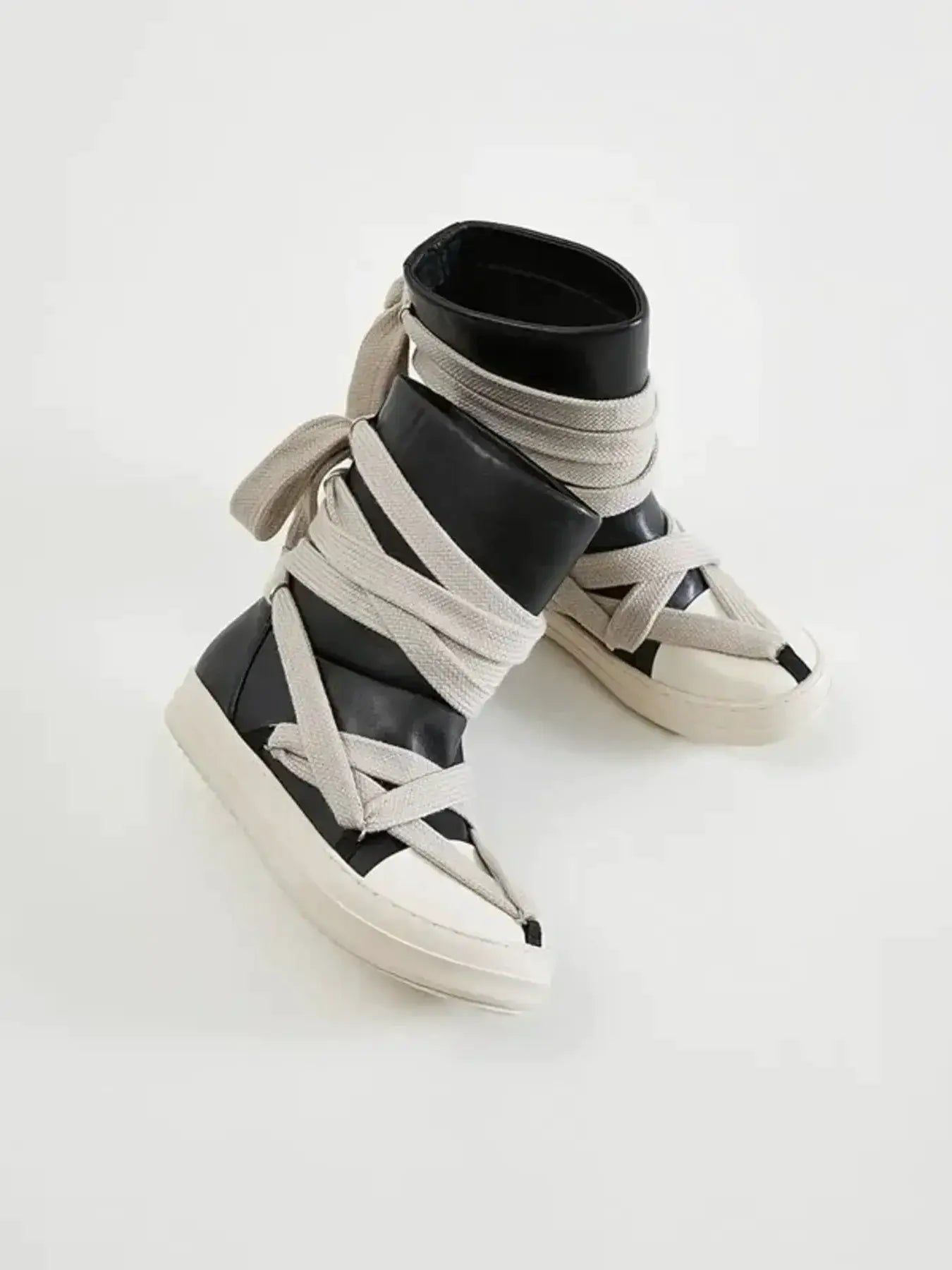 Lace-Up Round Neck Sneaker Boots by Partner Label