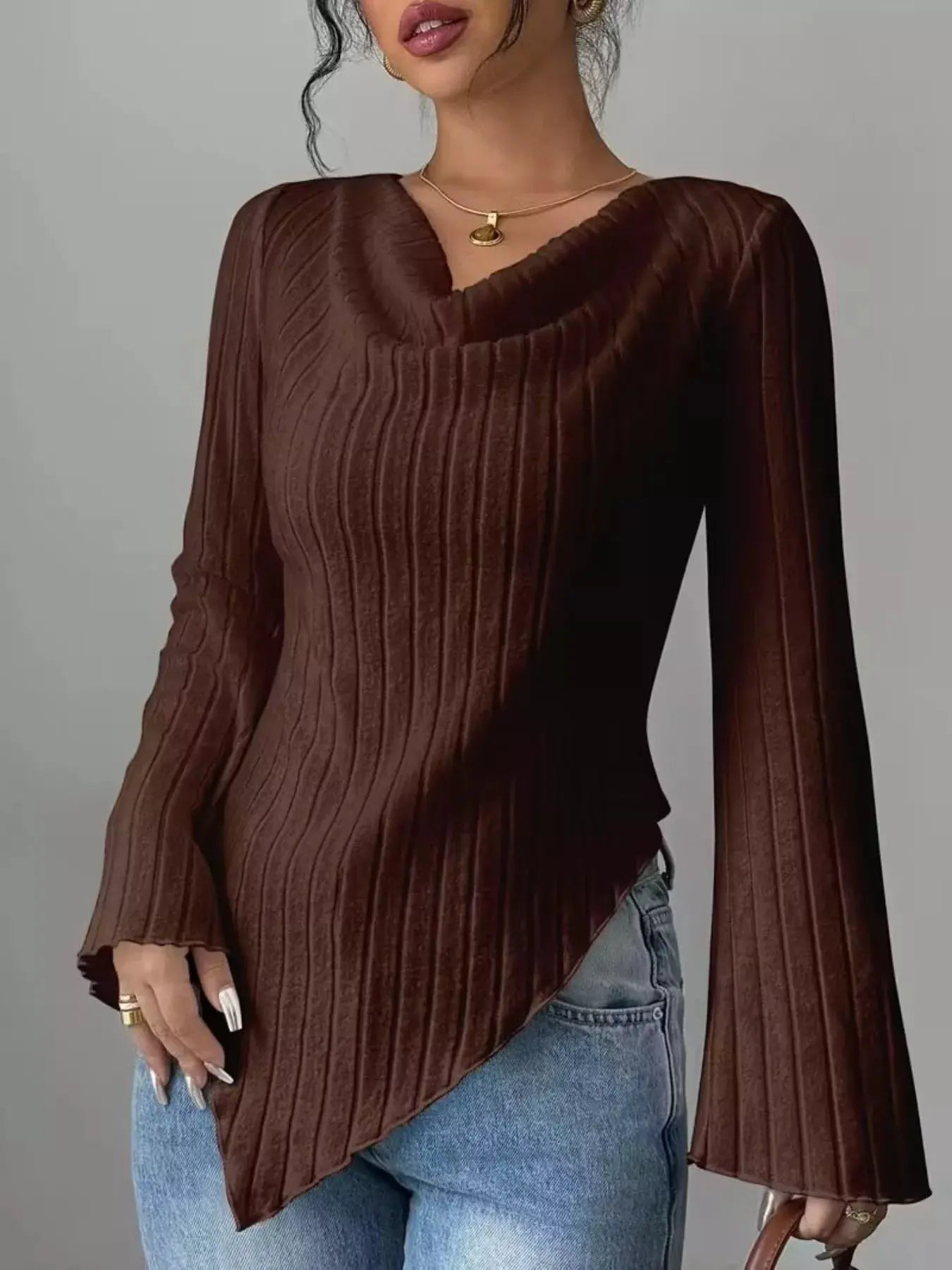 Cowl Neck Ribbed Knit Top | Partner Labels Selection by Partner Label