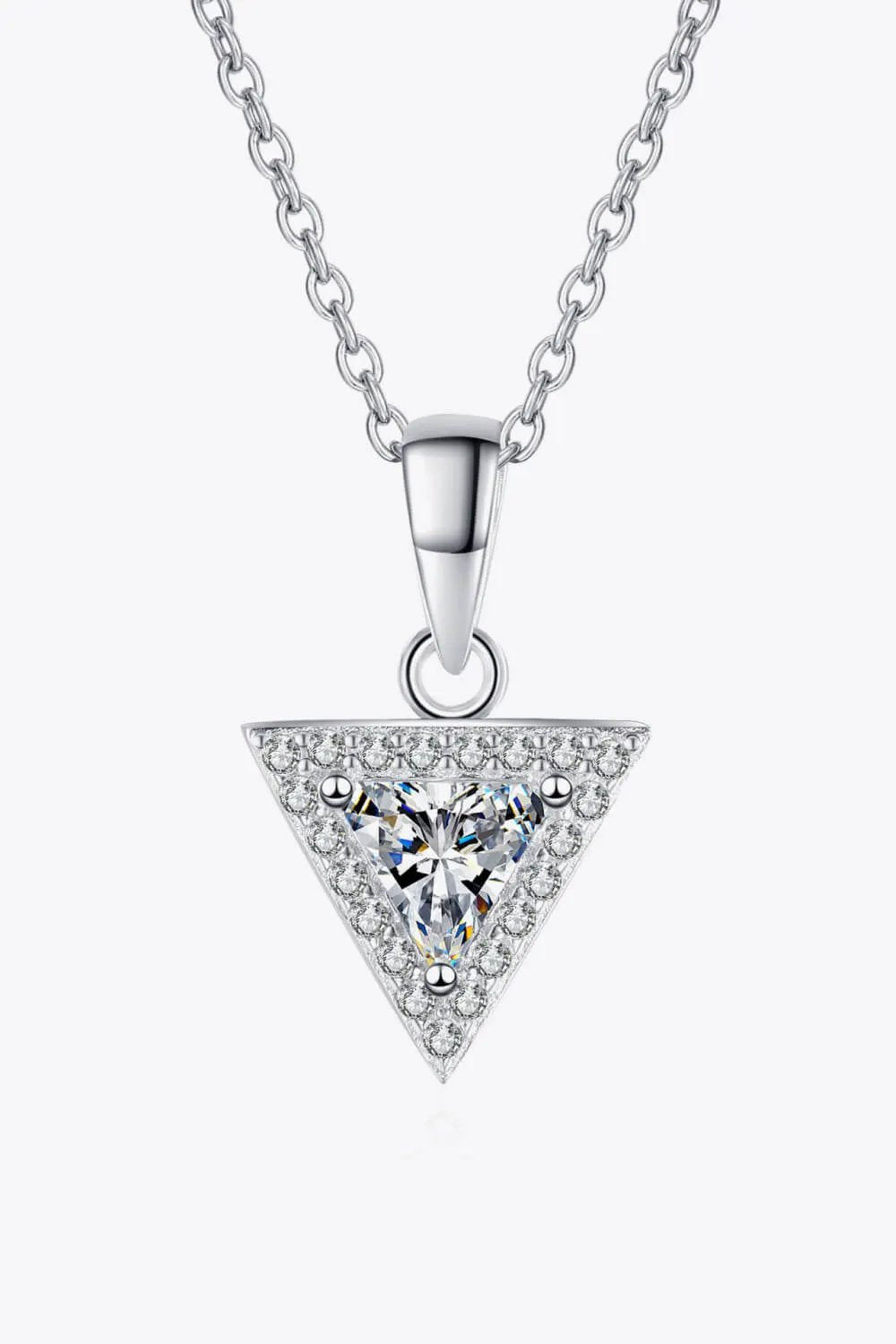 925 sterling silver triangle moissanite pendant necklace by Partner Label