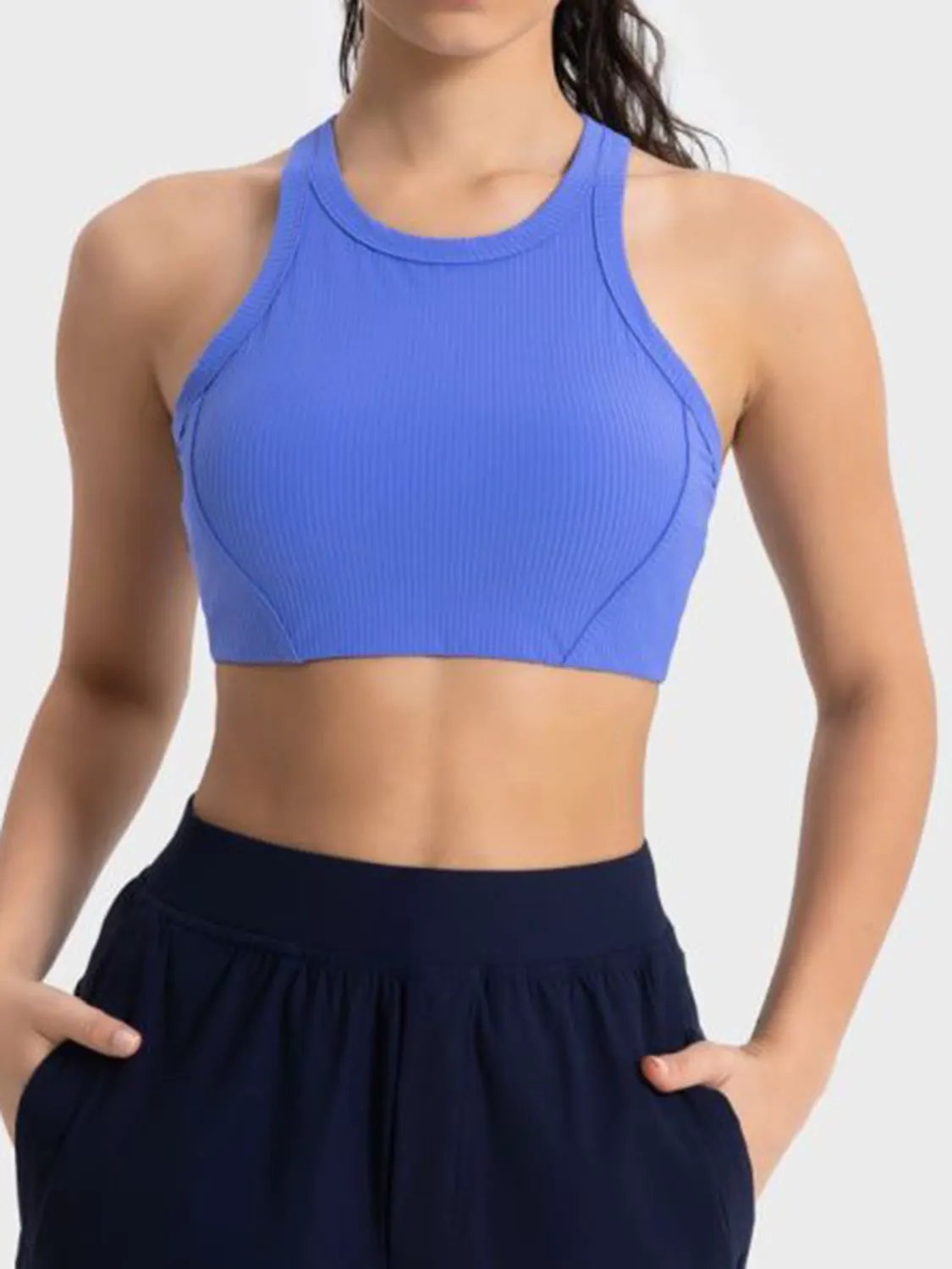 Millennia Wide Strap Cropped Sport Tank by Millennia