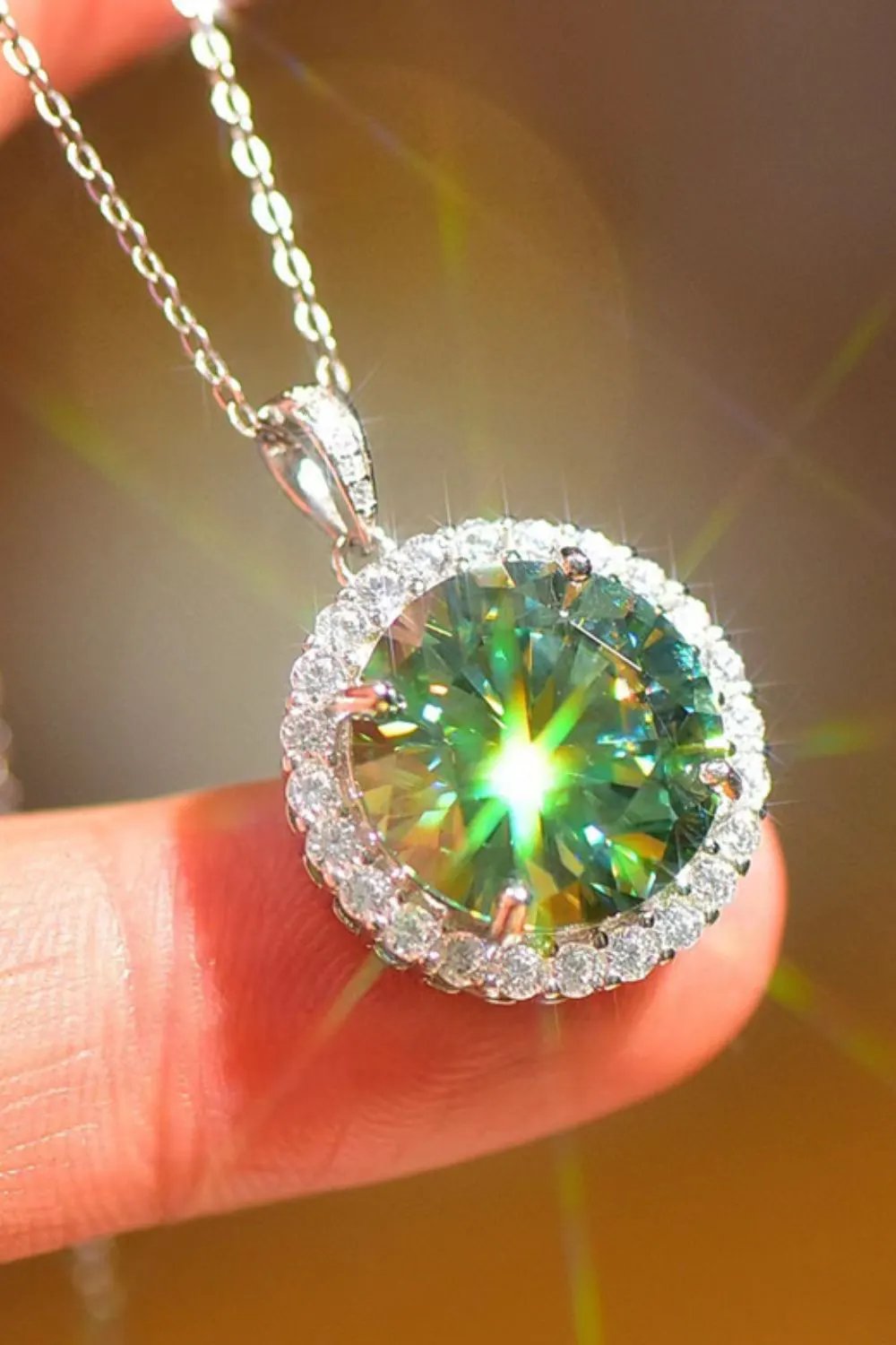 10 Carat Moissanite Pendant Platinum-Plated Necklace by Partner Labels