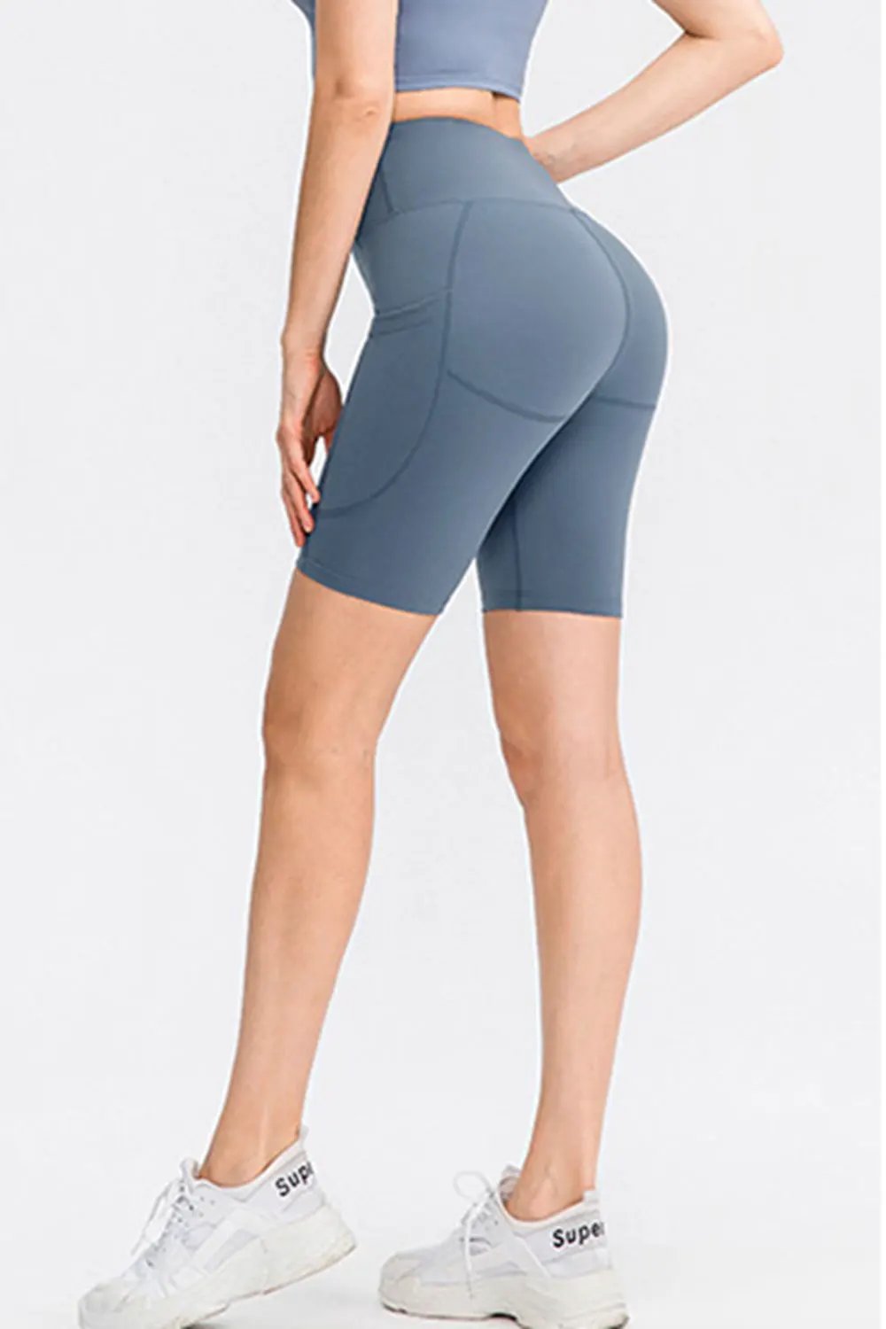 Wide Waistband Sports Shorts with Pockets by Partner Label