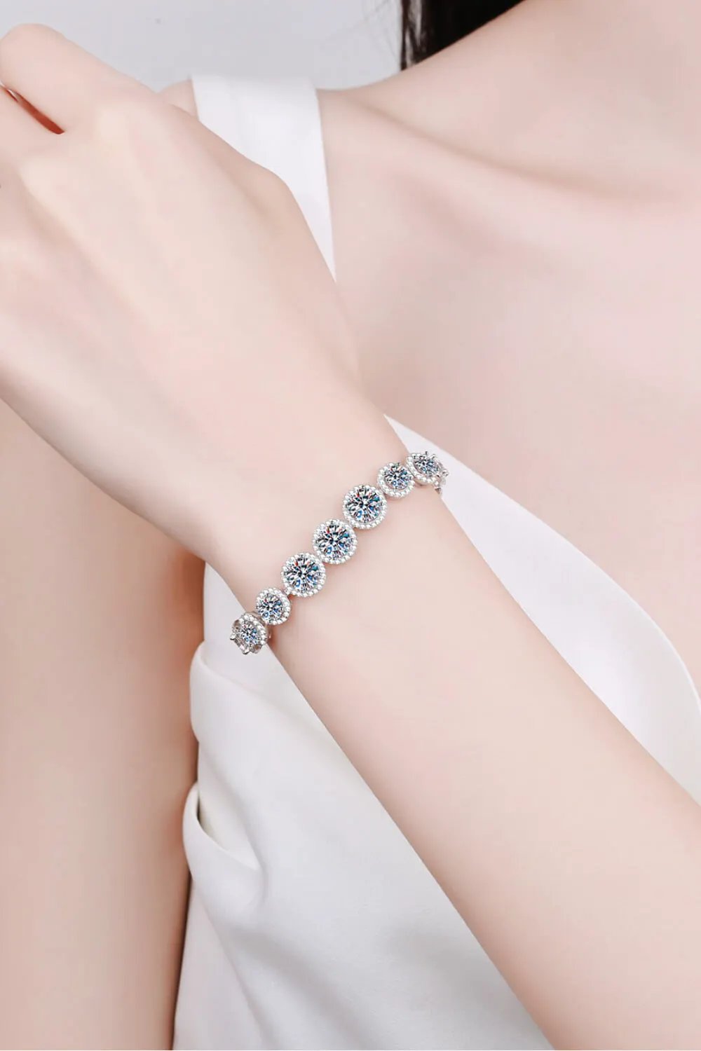 925 Sterling Silver 10.4 Carat Moissanite Bracelet by Partner Label