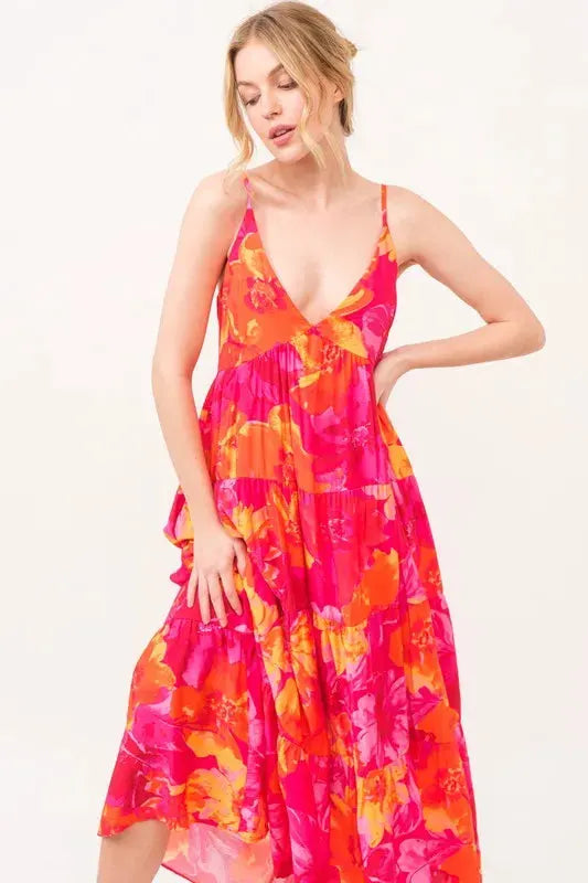 And The Why Floral Tiered Maxi Cami Dress with Pockets by And The Why