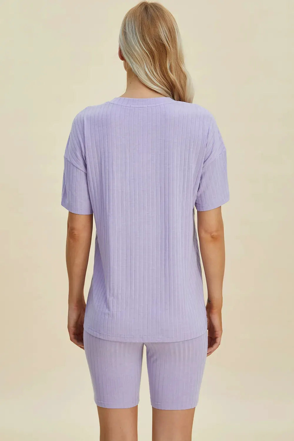 Basic Bae Full Size Ribbed V-Neck Short Sleeve Top and Shorts Set by Basic Bae