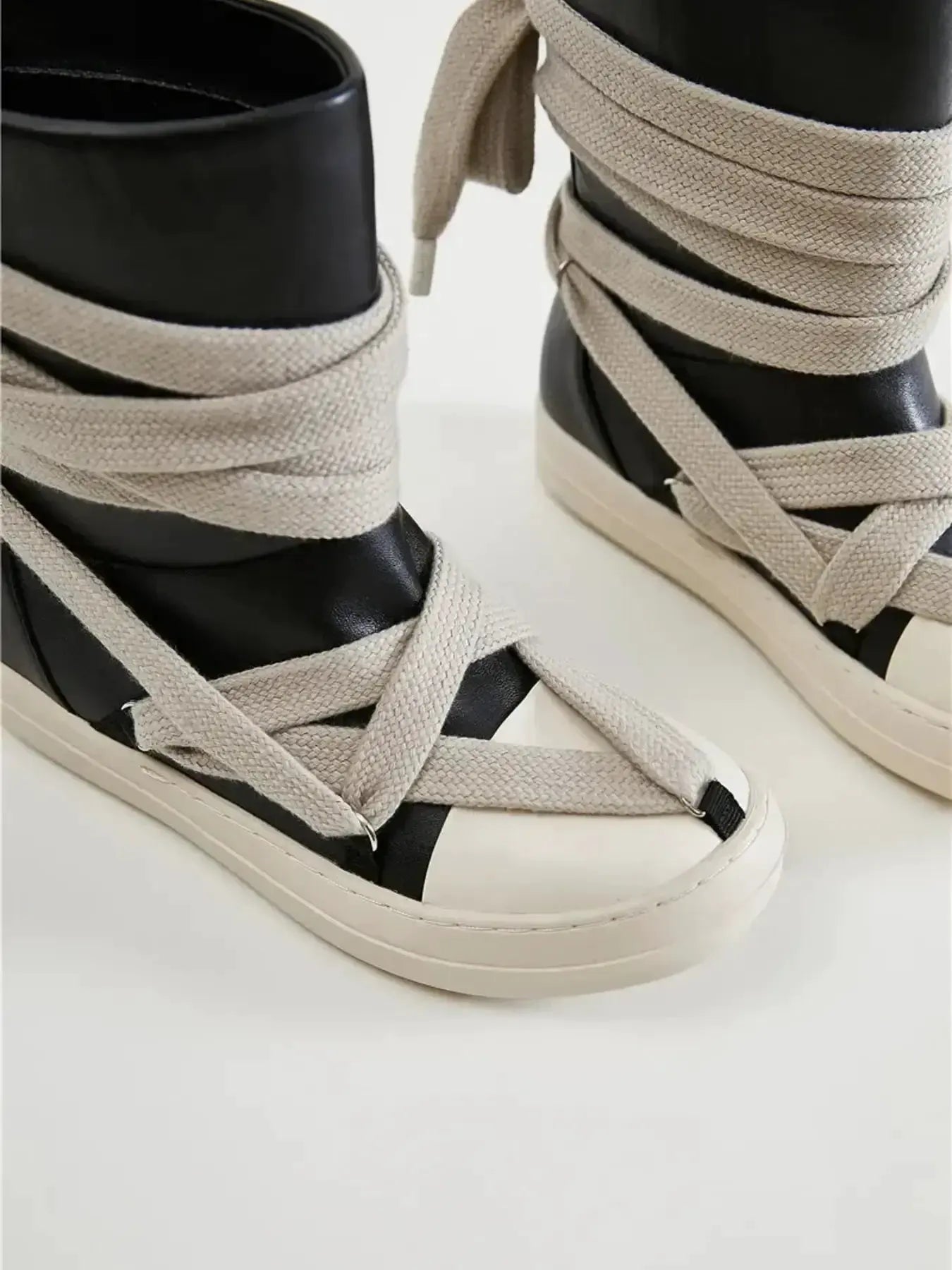 Lace-Up Round Neck Sneaker Boots by Partner Label