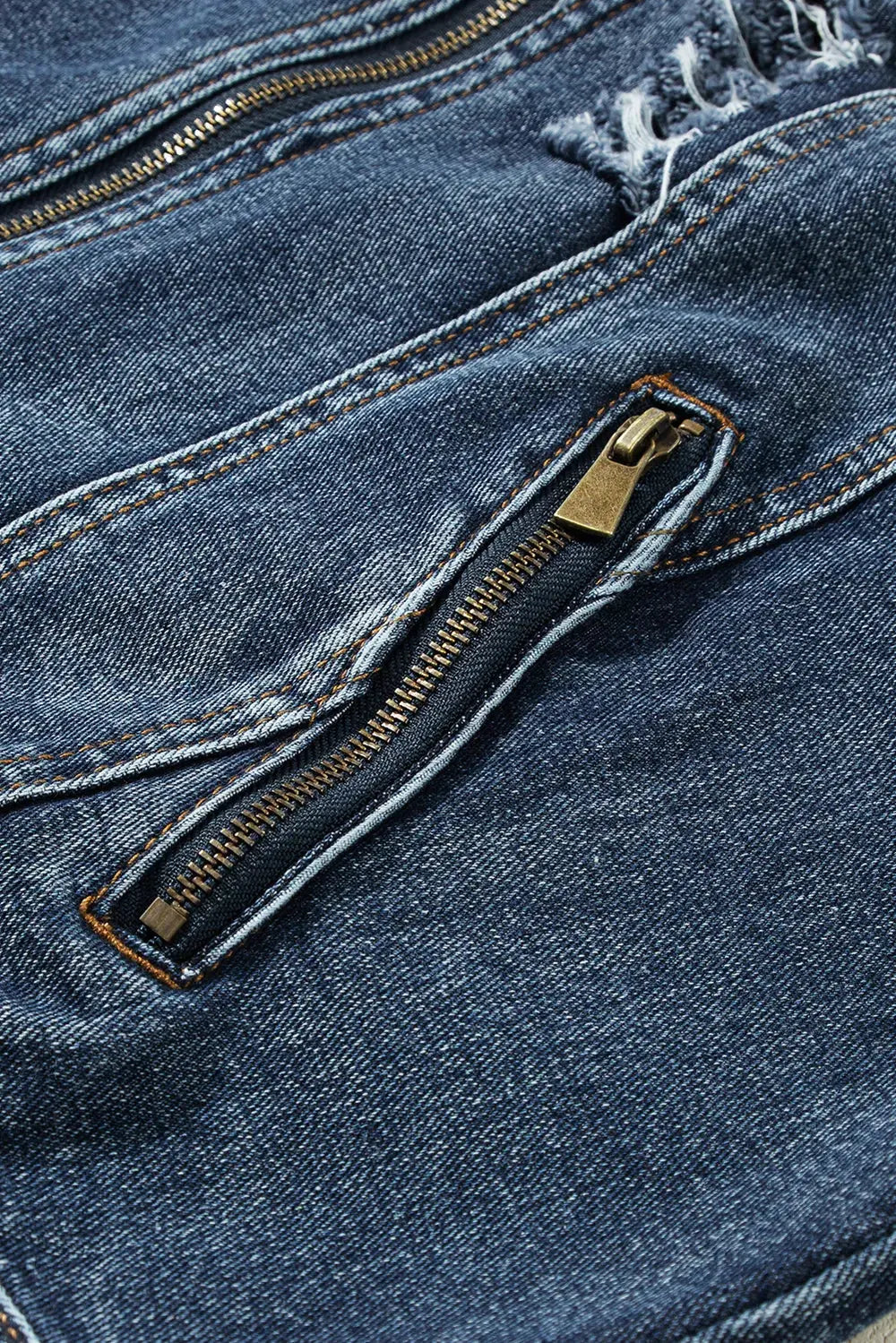 Fake Two-Piece Hooded Zip-Up Denim Jacket by Partner Label